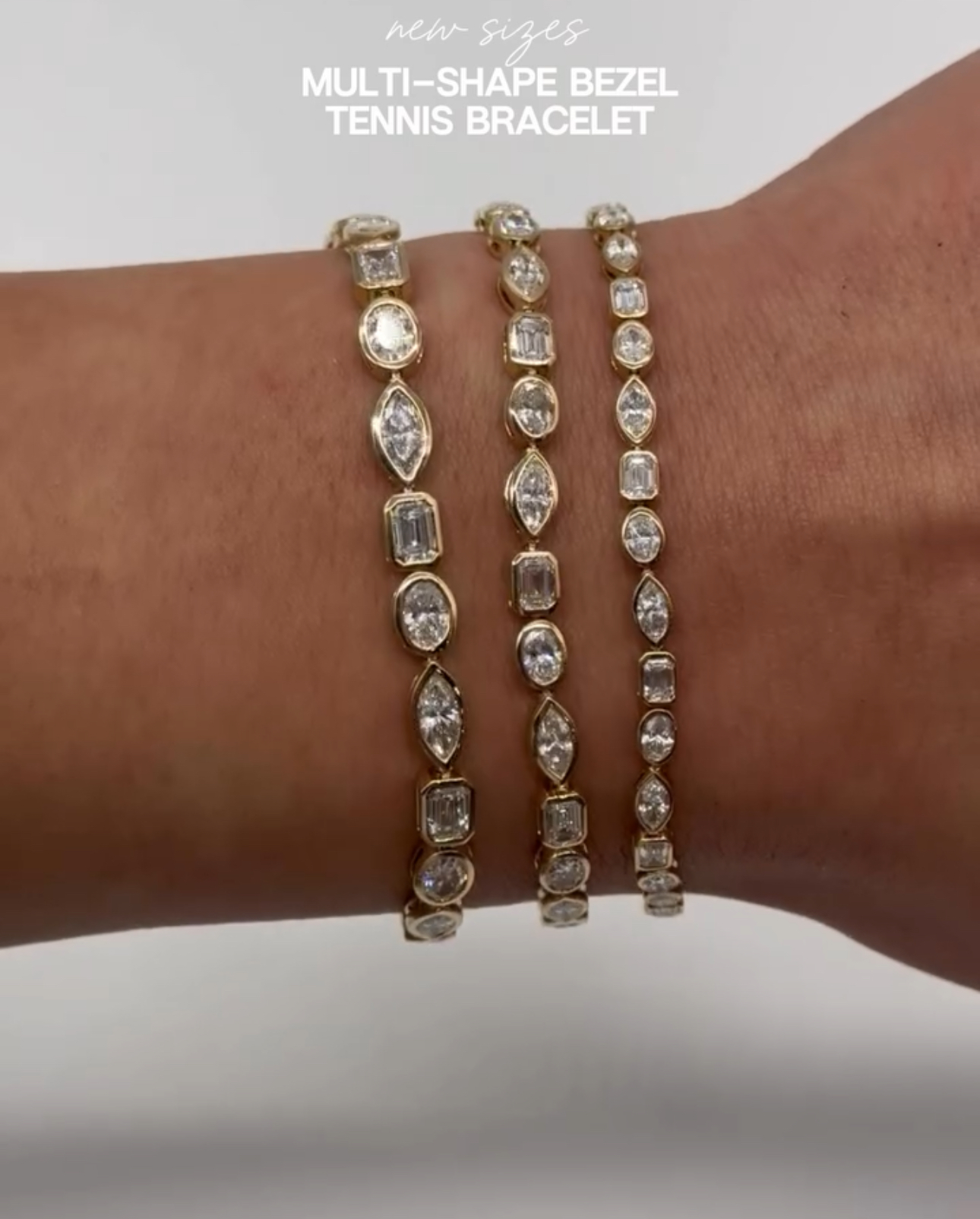 Multi-shape bezel tennis bracelets