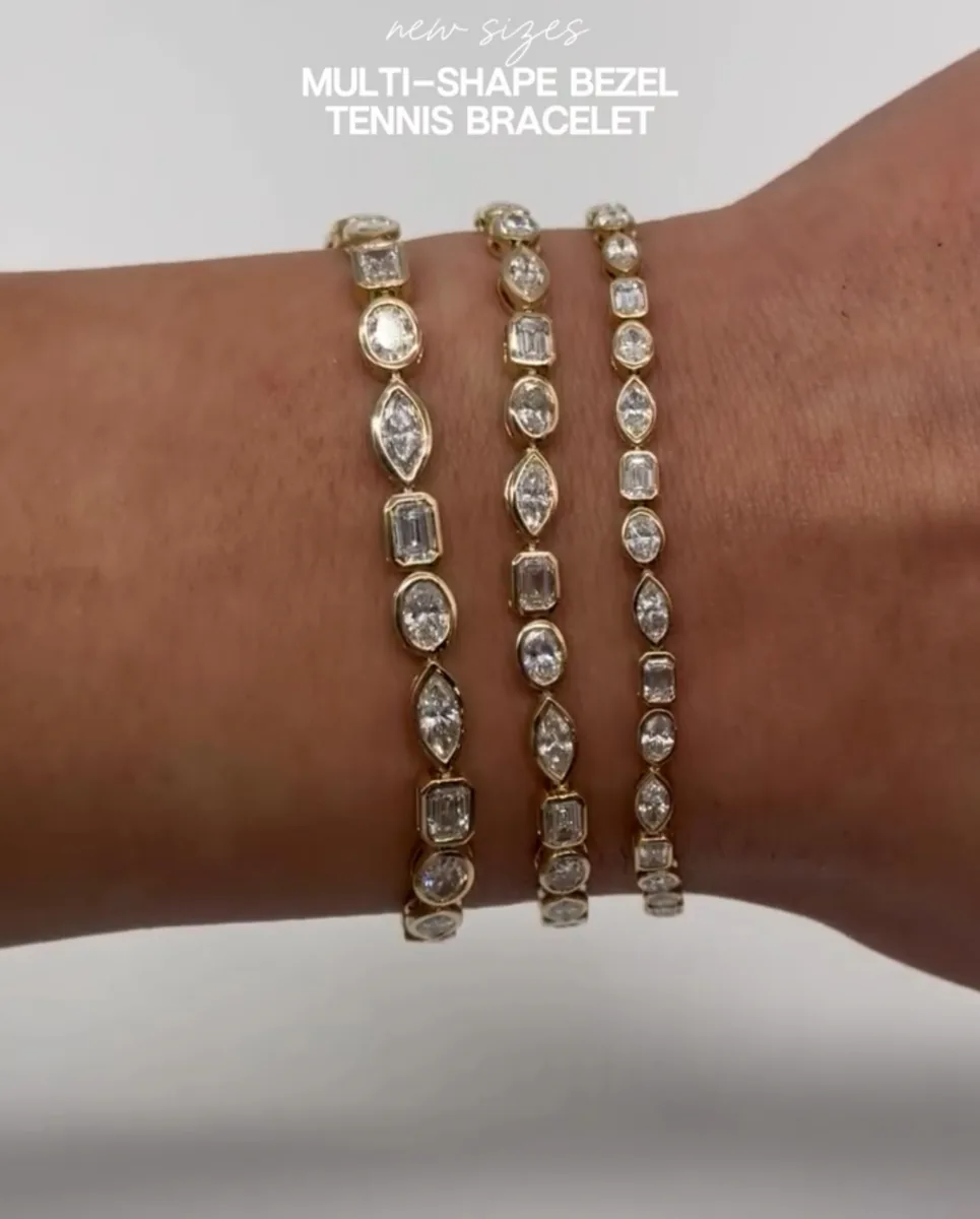 Multi-shape bezel tennis bracelets