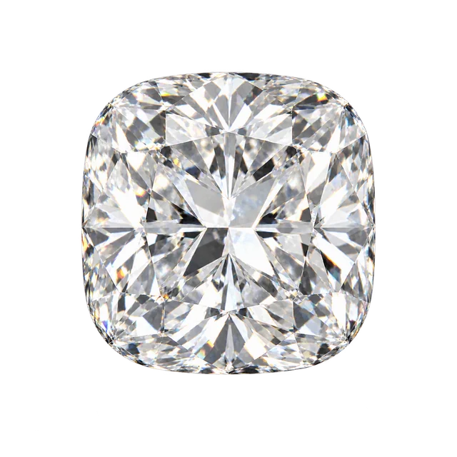 Top view of a loose cushion-cut diamond