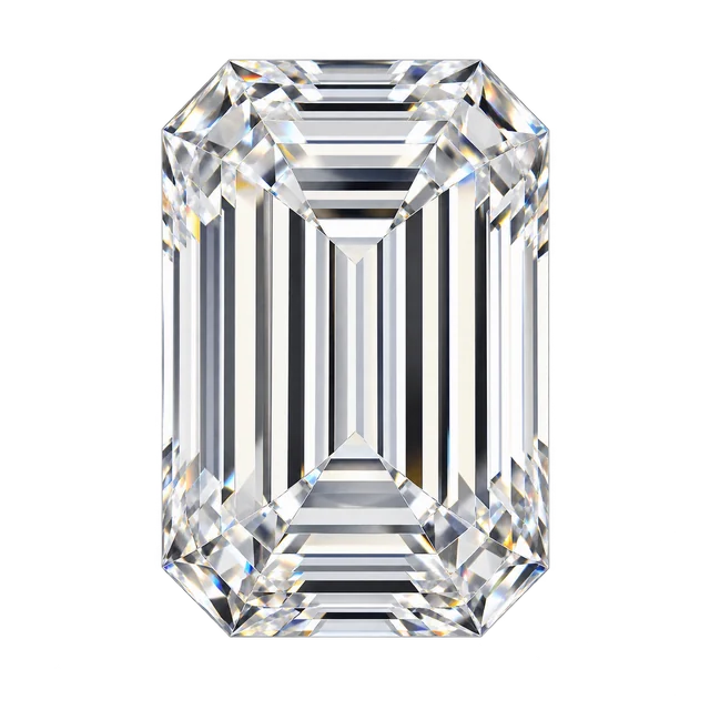 Top view of a loose emerald-cut diamond