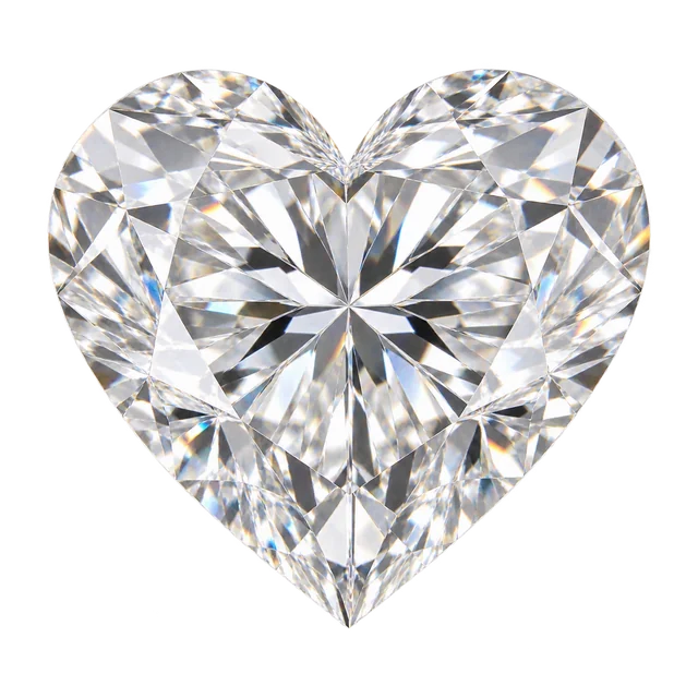 Top view of a loose heart-cut diamond