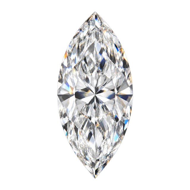 Top view of a loose marquise-cut diamond