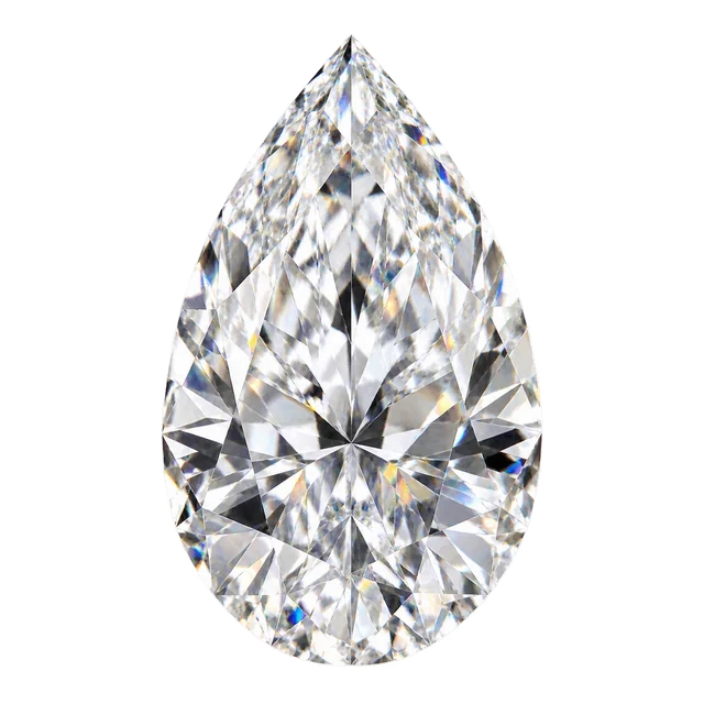Top view of a loose pear-cut diamond