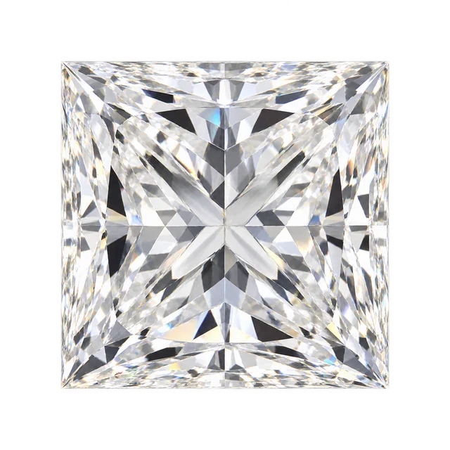 Top view of a loose princess-cut diamond