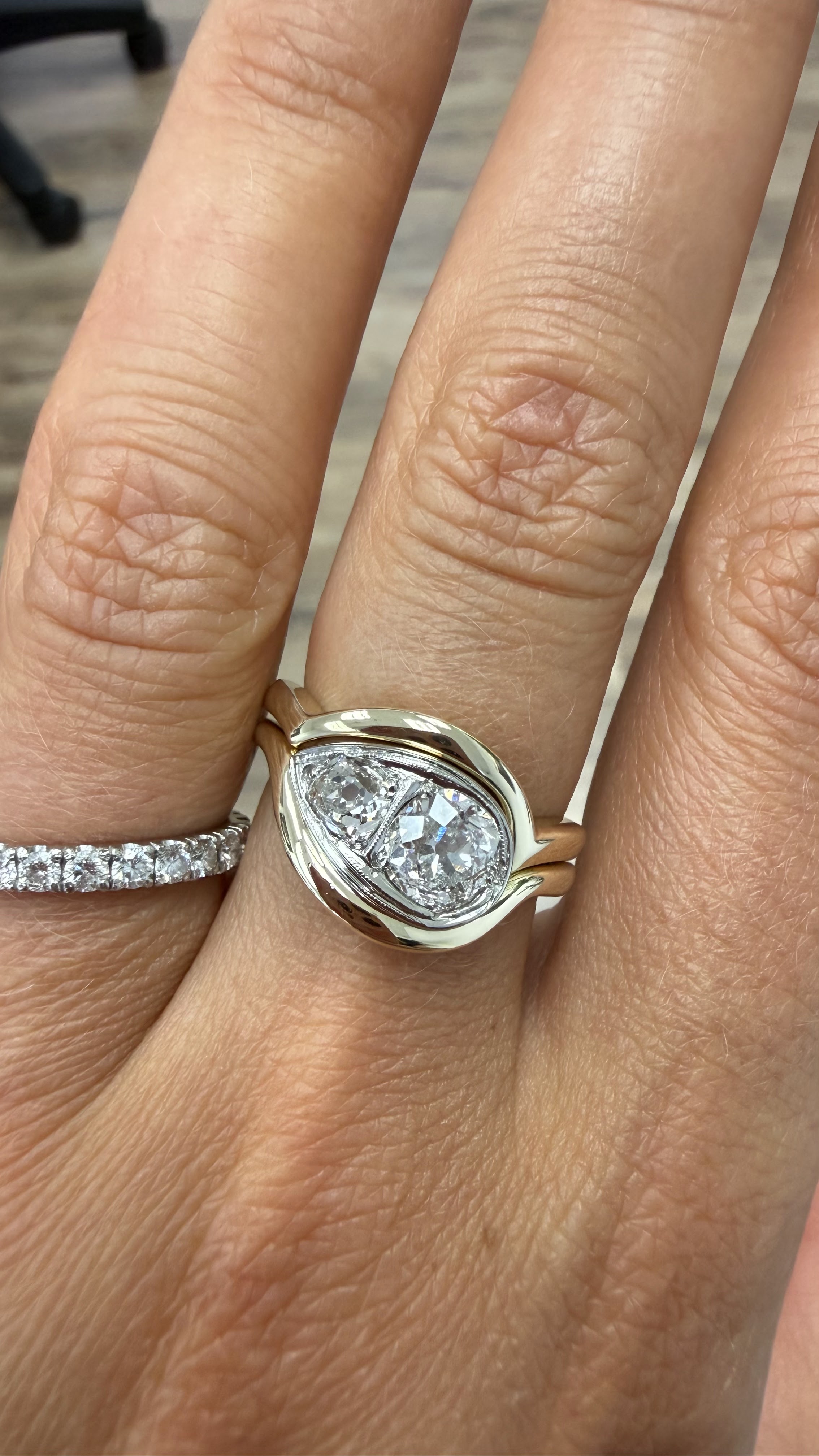 Statement diamond ring with mixed shapes