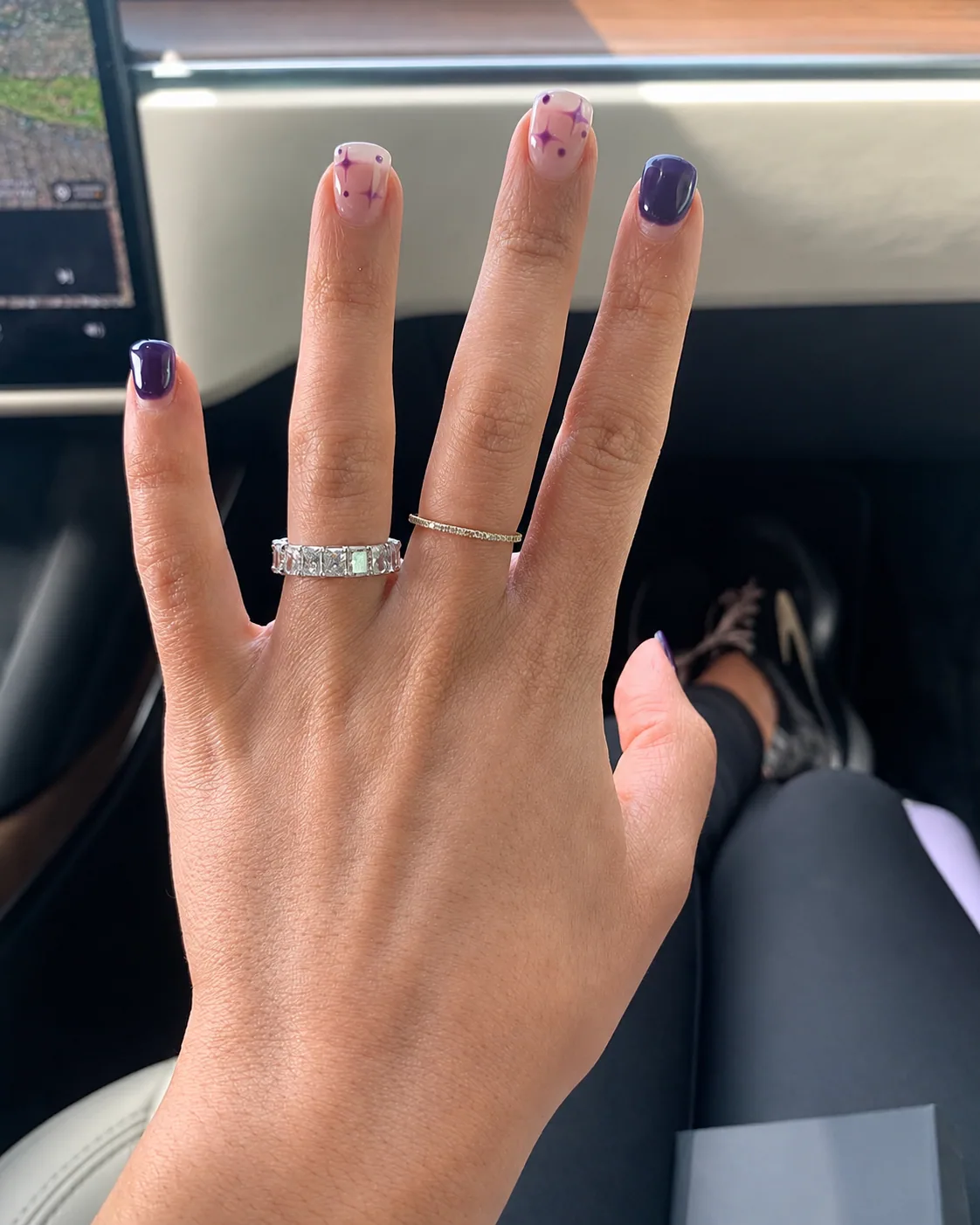 Diamond rings worn on a hand