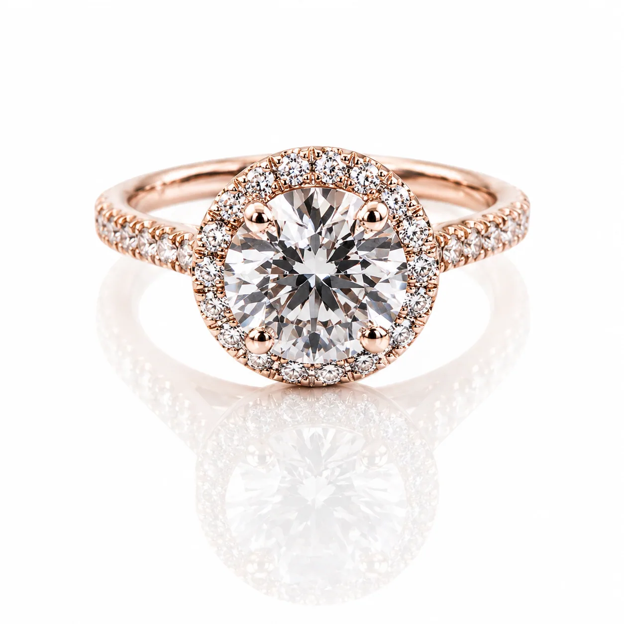 Round diamond solitaire ring in rose gold