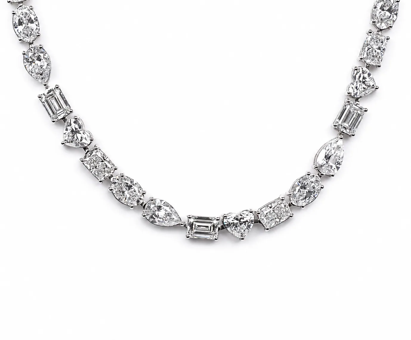Mixed-shape diamond tennis necklace